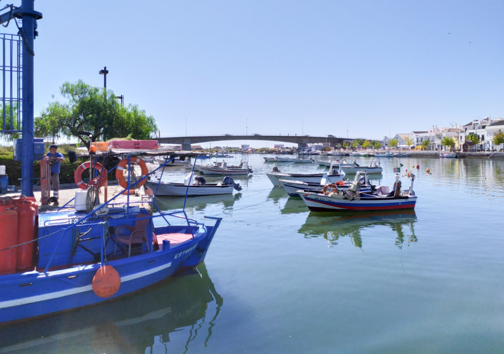 Boats on the River Gilão when visiting Tavira