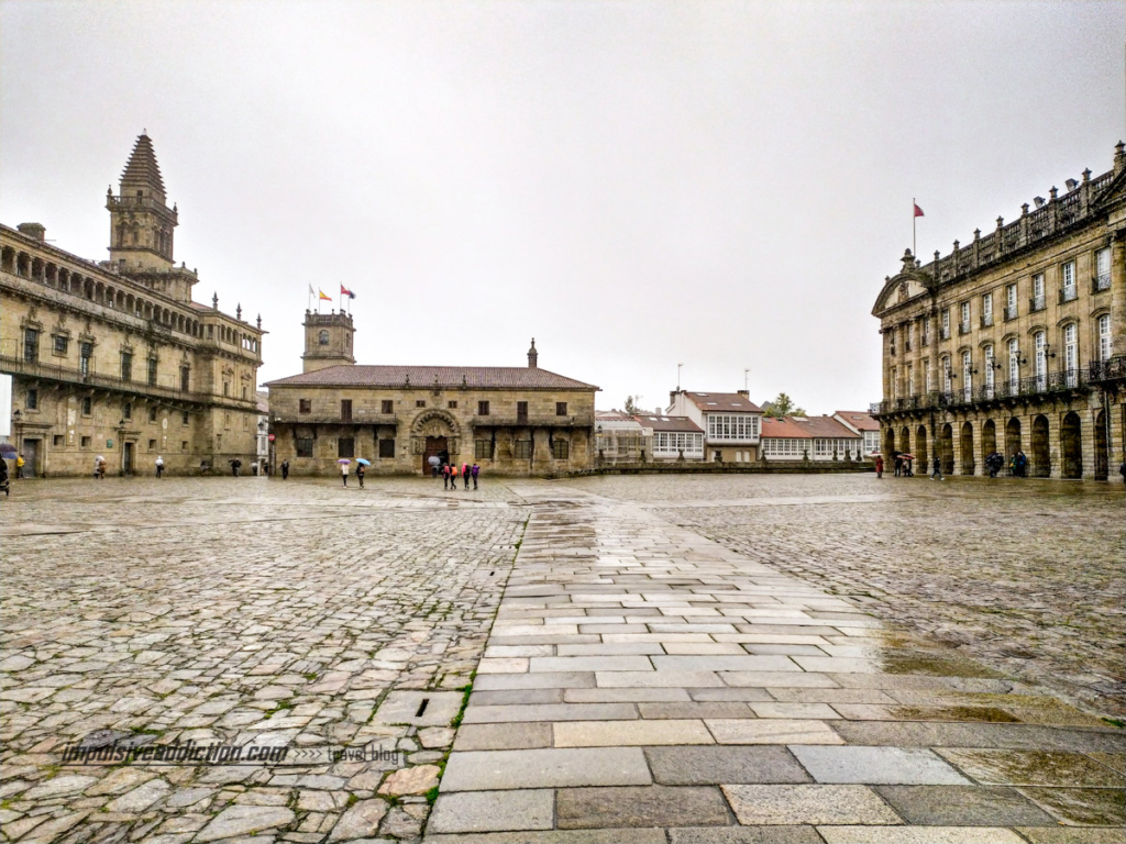 Praça de Obradoiro num dia de chuva