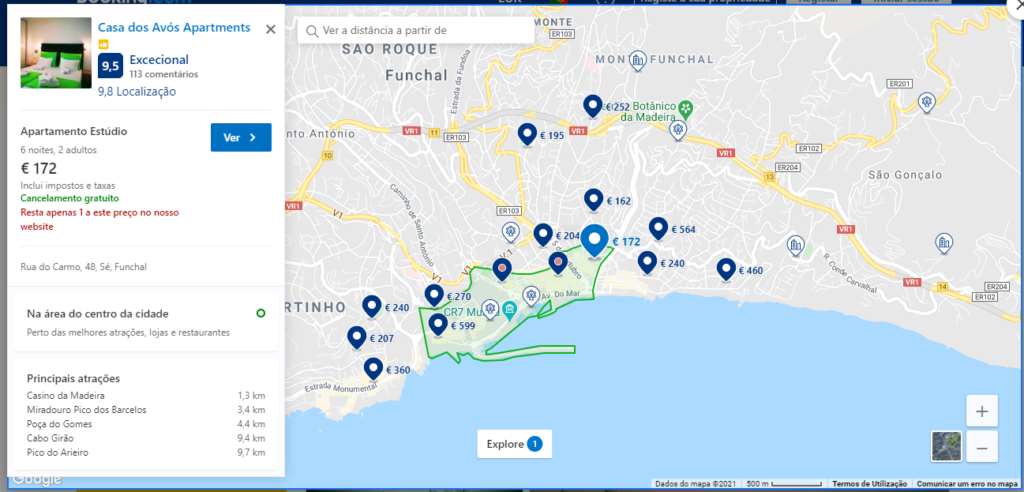Verificar onde fica o alojamento no mapa do Booking