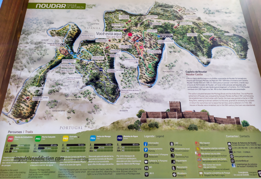 Mapa turístico do Parque de Natureza de Noudar