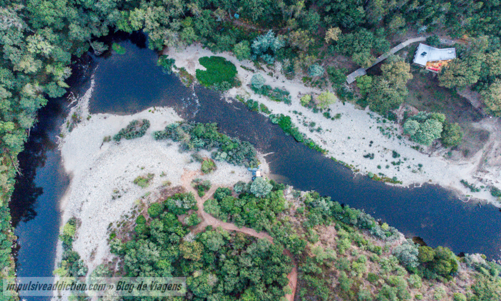Imagem aérea junto da Praia Fluvial da Várzea