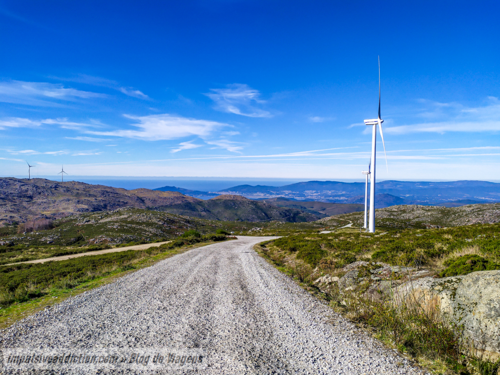 Driving through Serra d'Arga Wind Farm