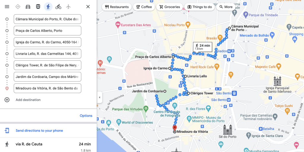 Mapa | Dia 2 - Parte 2: Roteiro para visitar o Porto em 2 dias