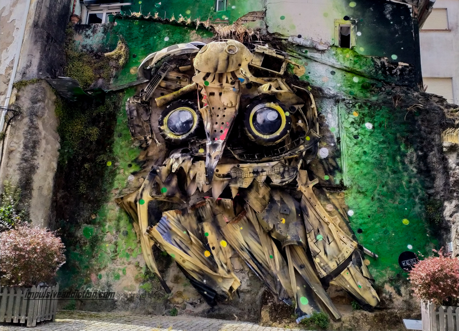 "Owl Eyes" de Bordalo II - Arte Urbana na Covilhã