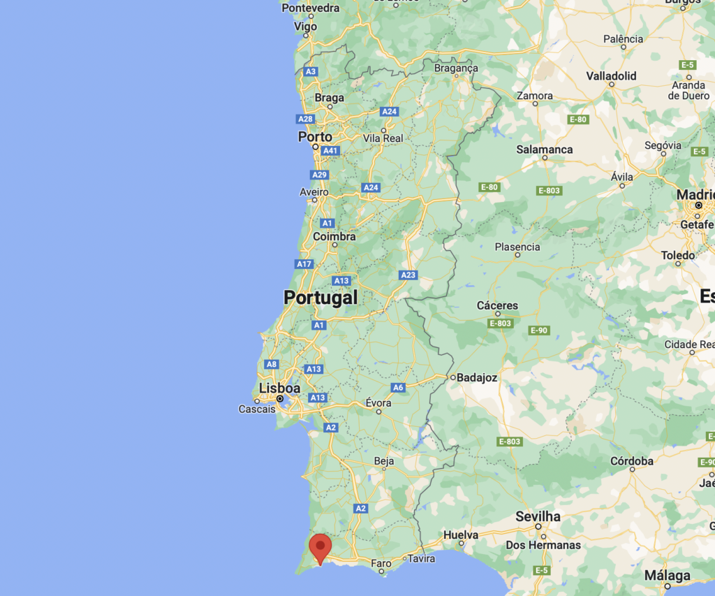 Localização de Lagos, em Portugal
