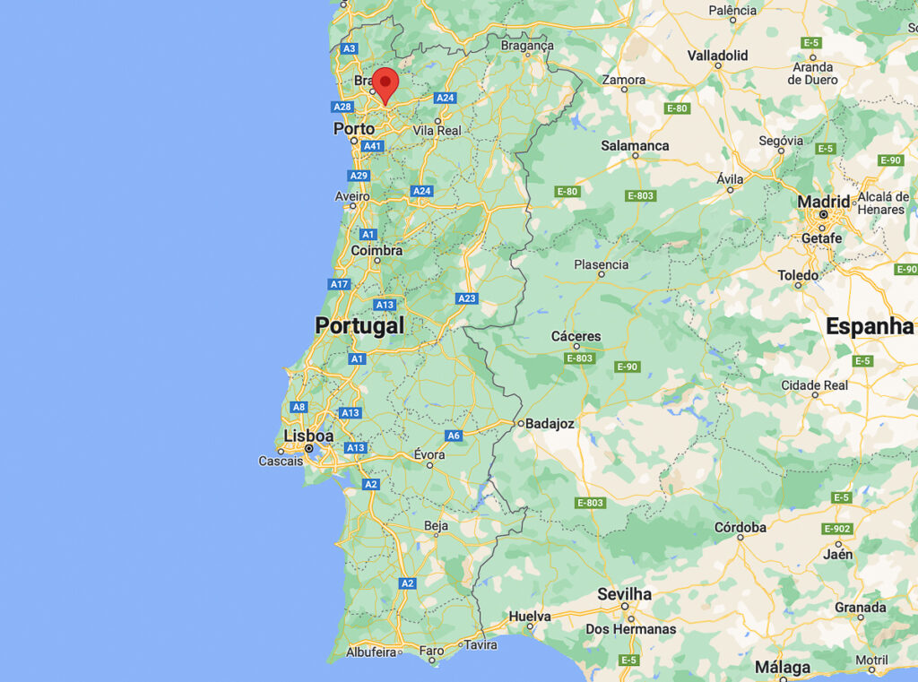Mapa com localização de Guimarães