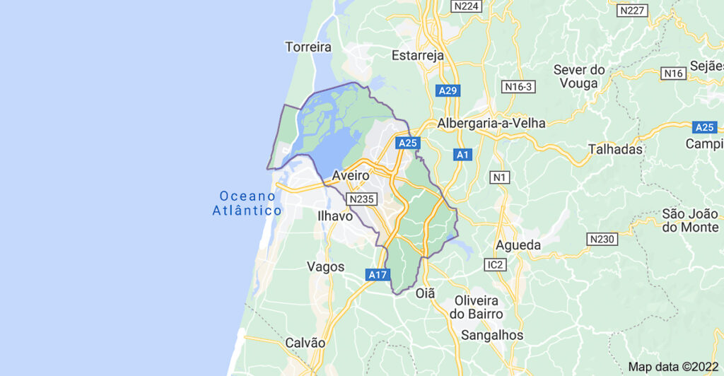 Mapa do município de Aveiro