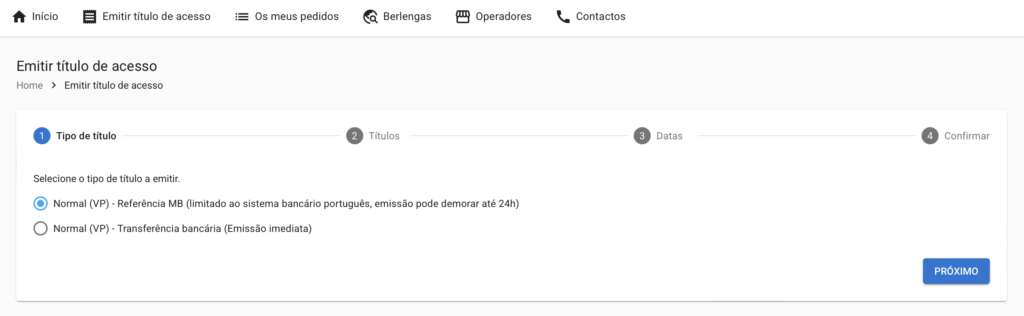 1. Selecionar o Modo de Pagamento da Taxa Turística