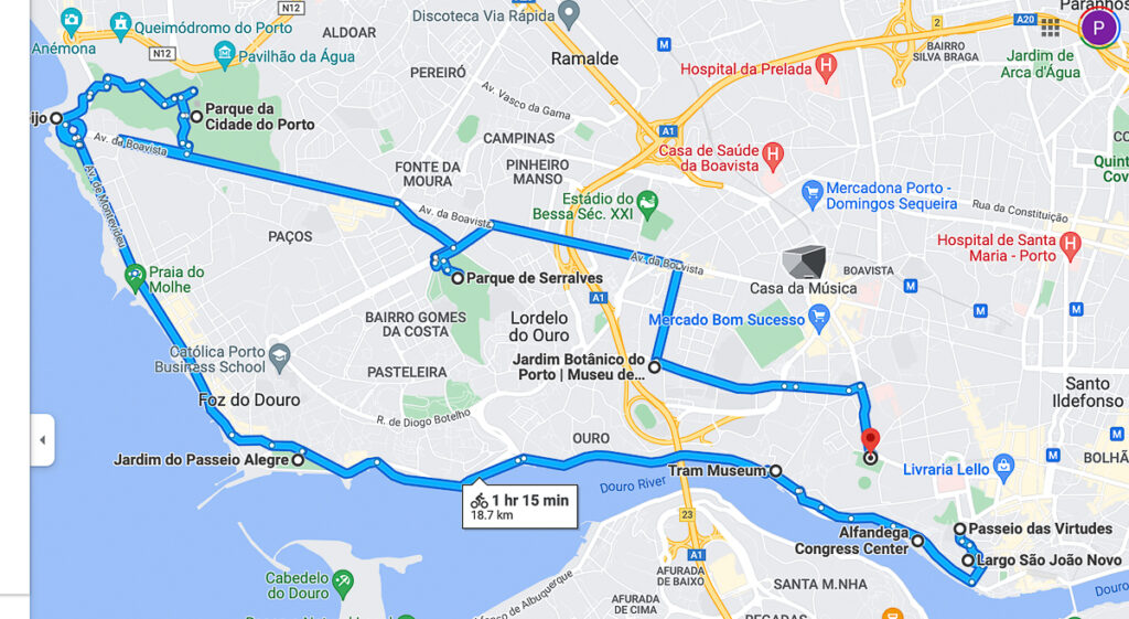 Mapa | Dia 3 - Roteiro para visitar o Porto em 3 dias