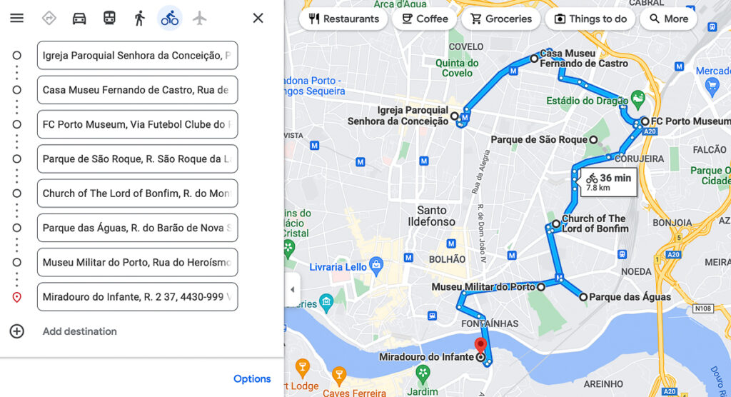 Mapa | Dia 4 - Parte 2: Roteiro para visitar o Porto em 4 dias