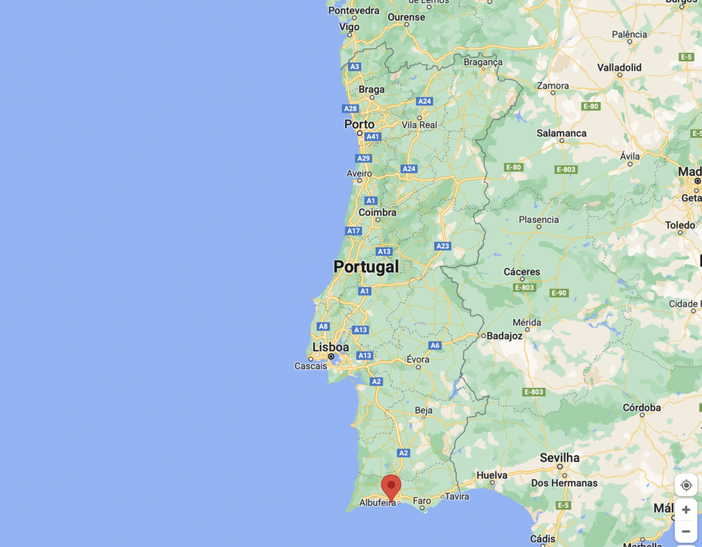 Location of Armação de Pêra in Portugal