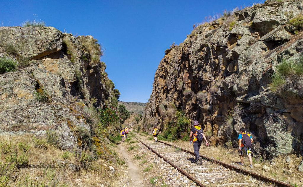 Linha de Comboio a atravessar paredes rochosas do Parque Natural das Arribas do Douro