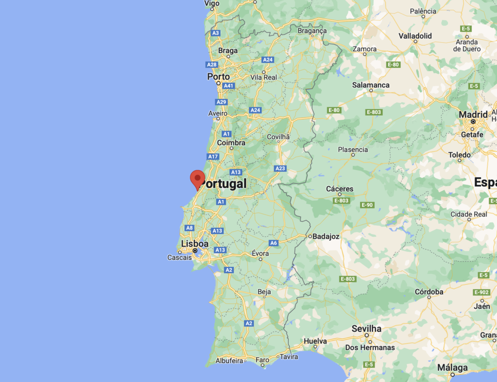 Location of Nazaré, in Portugal