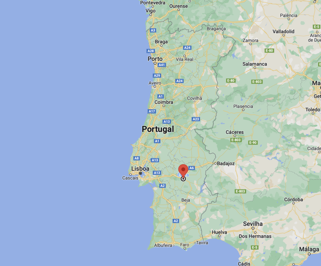 Location of Évora, in Alentejo