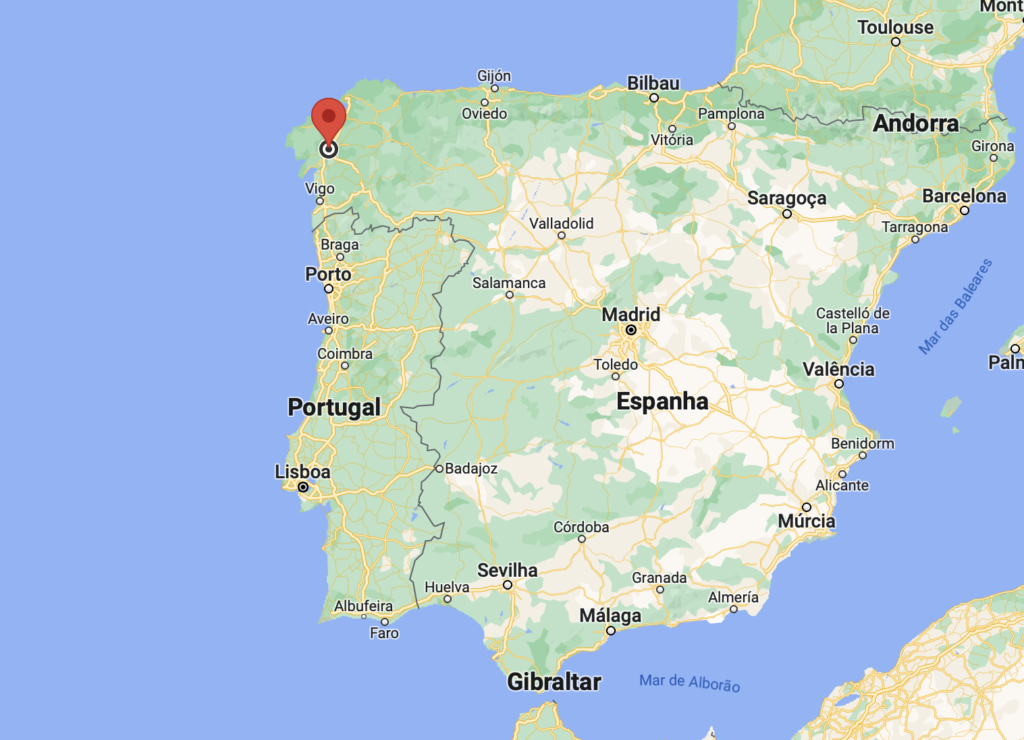 Location of Santiago de Compostela, in Spain