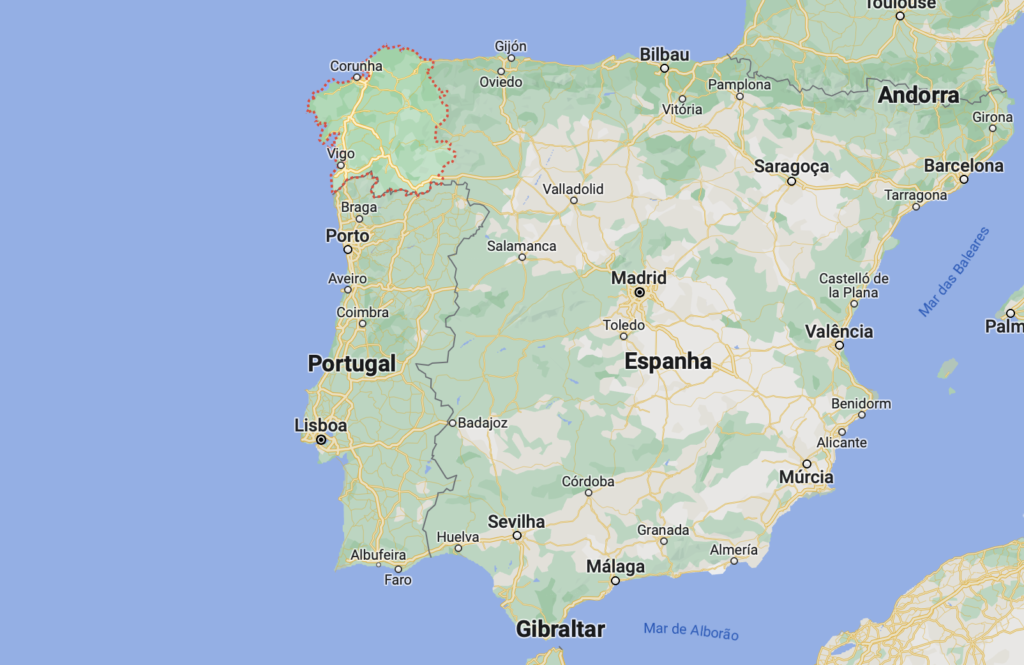 Galicia location, in the north of Spain