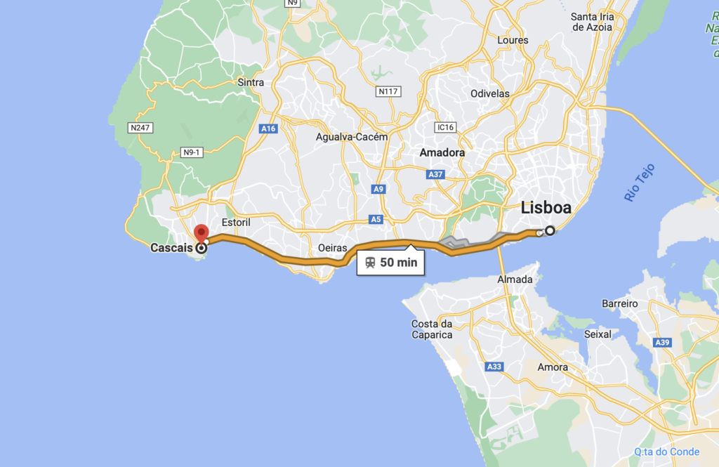 Train from Lisbon to Cascais