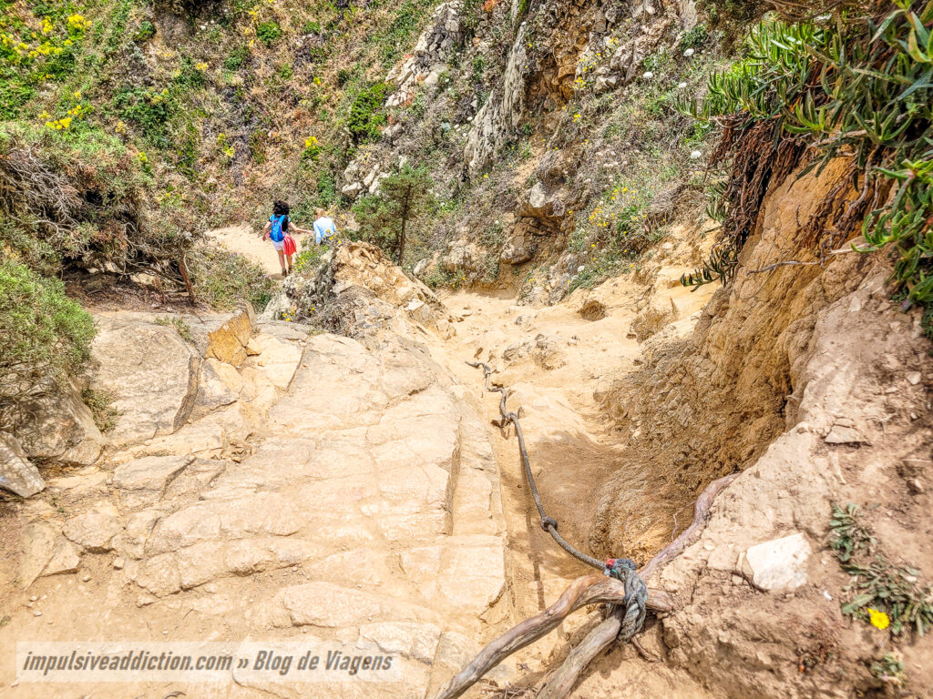 Rope helping visitors descending to Ursa Beach